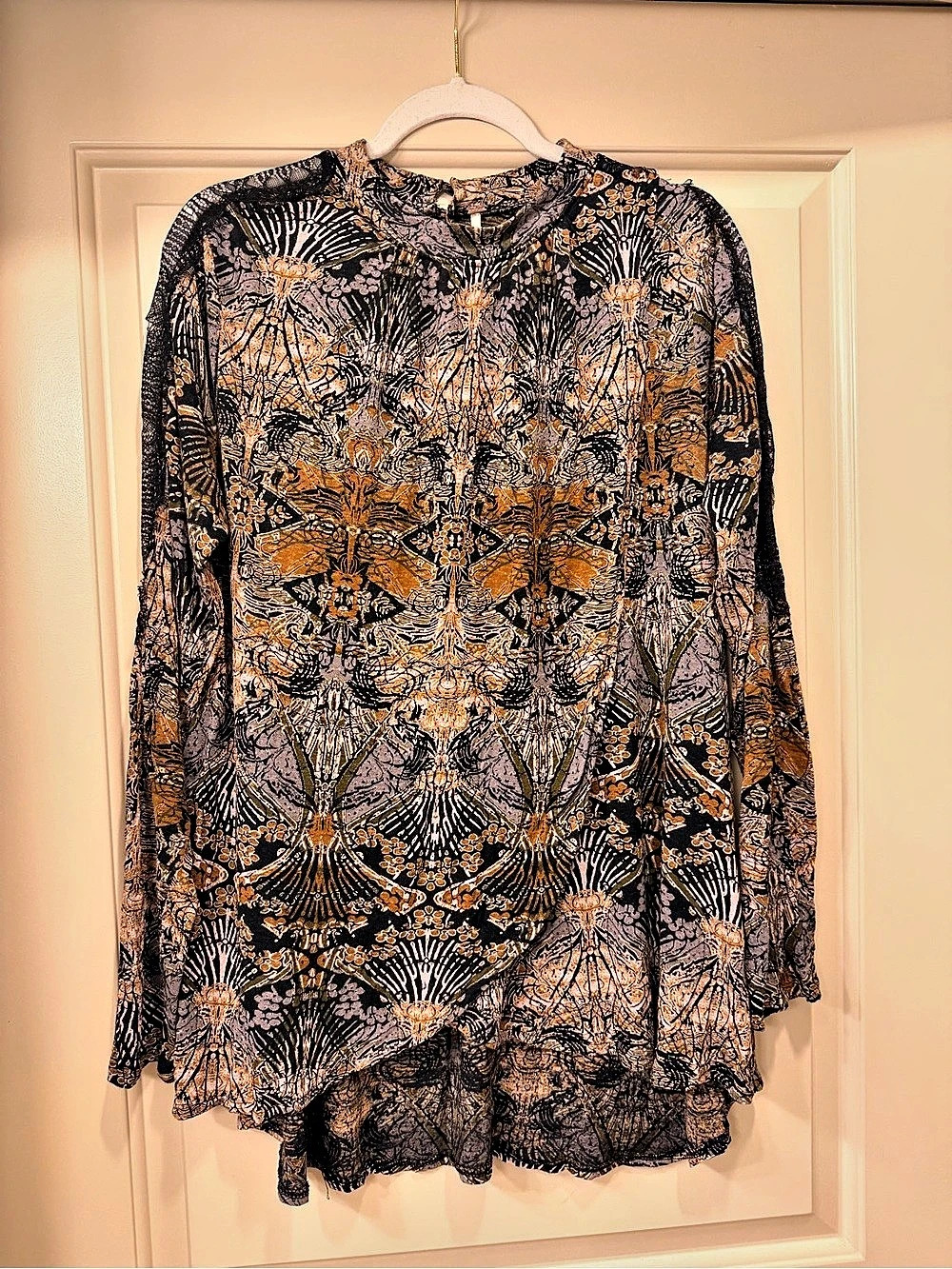 Free People First Crush Lace Tunic in Black & Rust Orange
